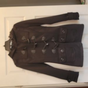 Yoko black knee trench style coat